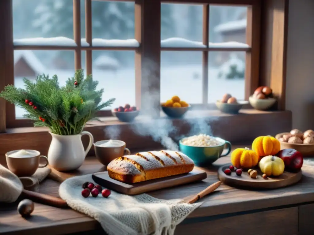 Un acogedor rincón invernal con recetas reconfortantes sin gluten, ideal para disfrutar en invierno