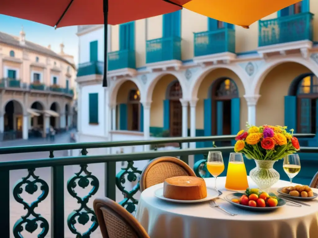 Un acogedor restaurante en Sevilla con terraza, mesa elegante y deliciosos platos sin gluten