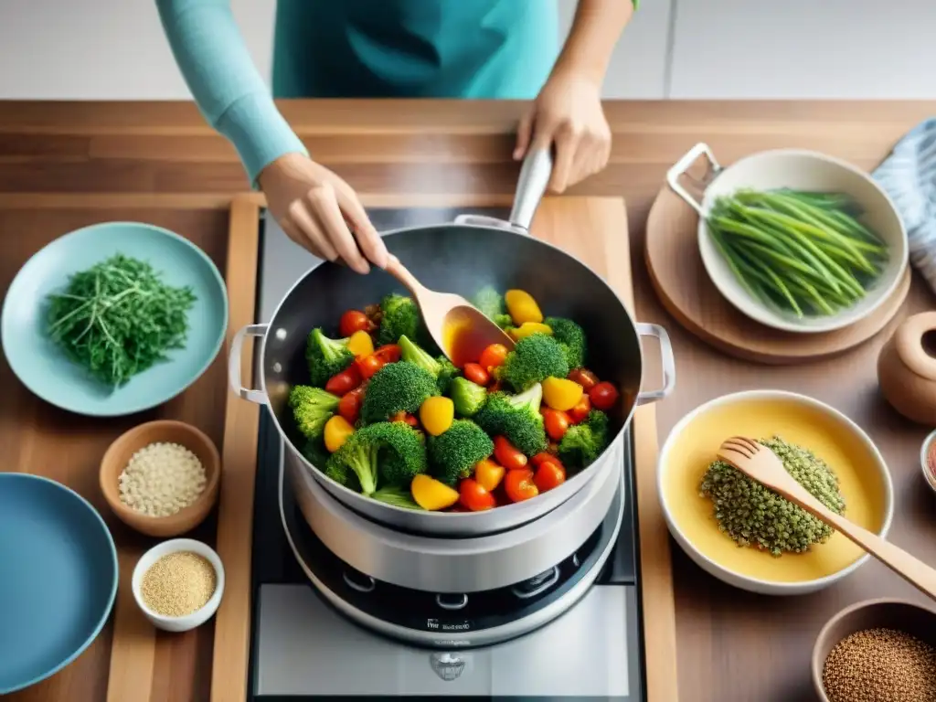 Un ambiente alegre en una cocina con gente preparando y disfrutando platos innovadores sin gluten juntos