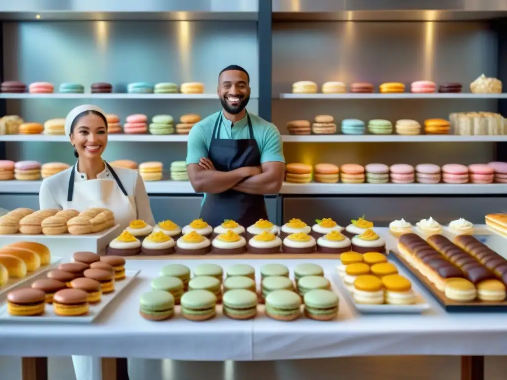 Un ambiente moderno y diverso con Postres sin gluten innovadores deliciosos en una panadería luminosa