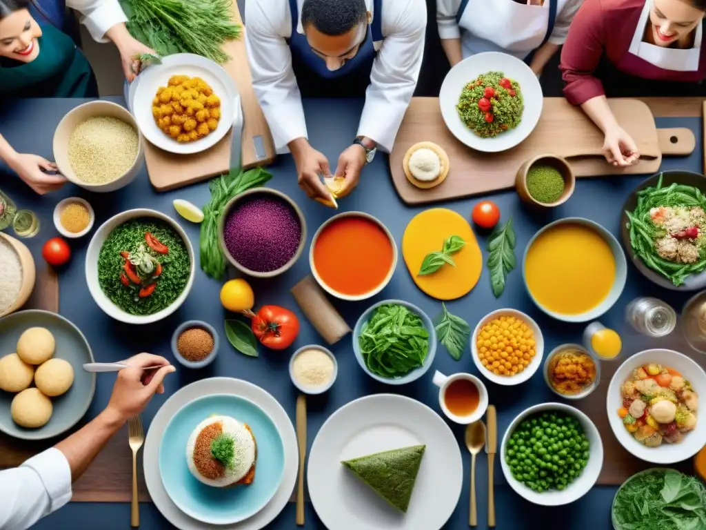 Un animado encuentro de chefs y celebridades en una mesa llena de deliciosos platillos sin gluten