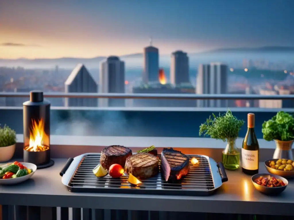 Un balcón de apartamento transformado en una moderna cocina al aire libre para cocinar a la parrilla