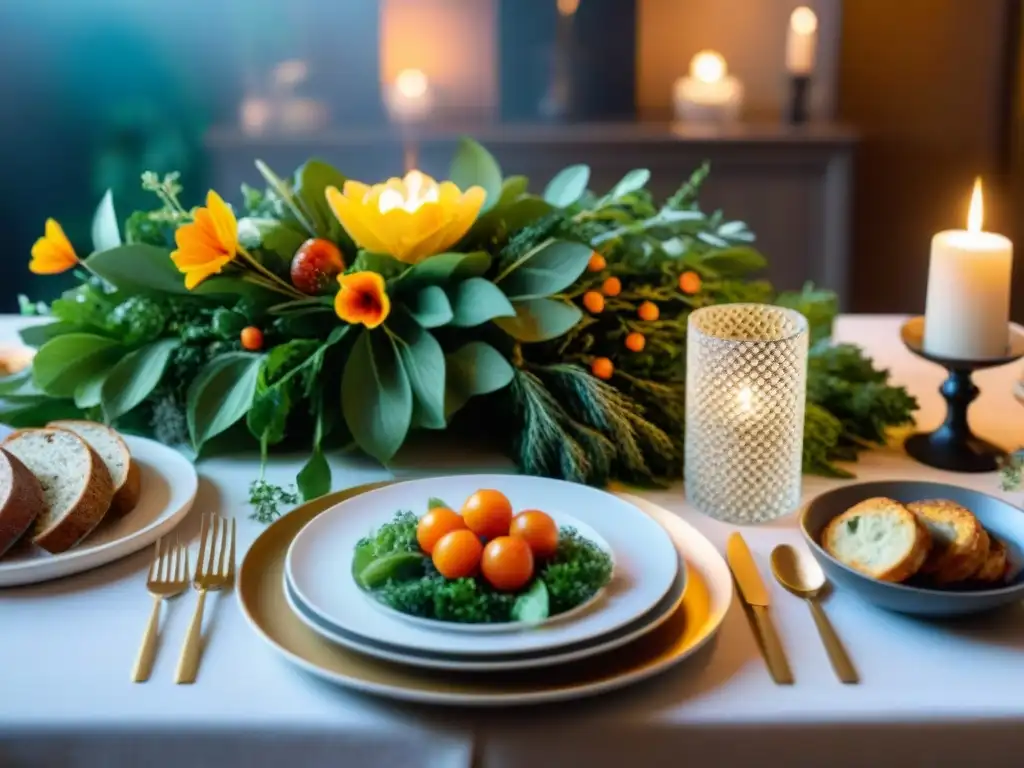 Un banquete elegante sin gluten: mesa decorada con exquisitos platos y detalles, ideal para un anfitrión sin gluten: consejos y recetas