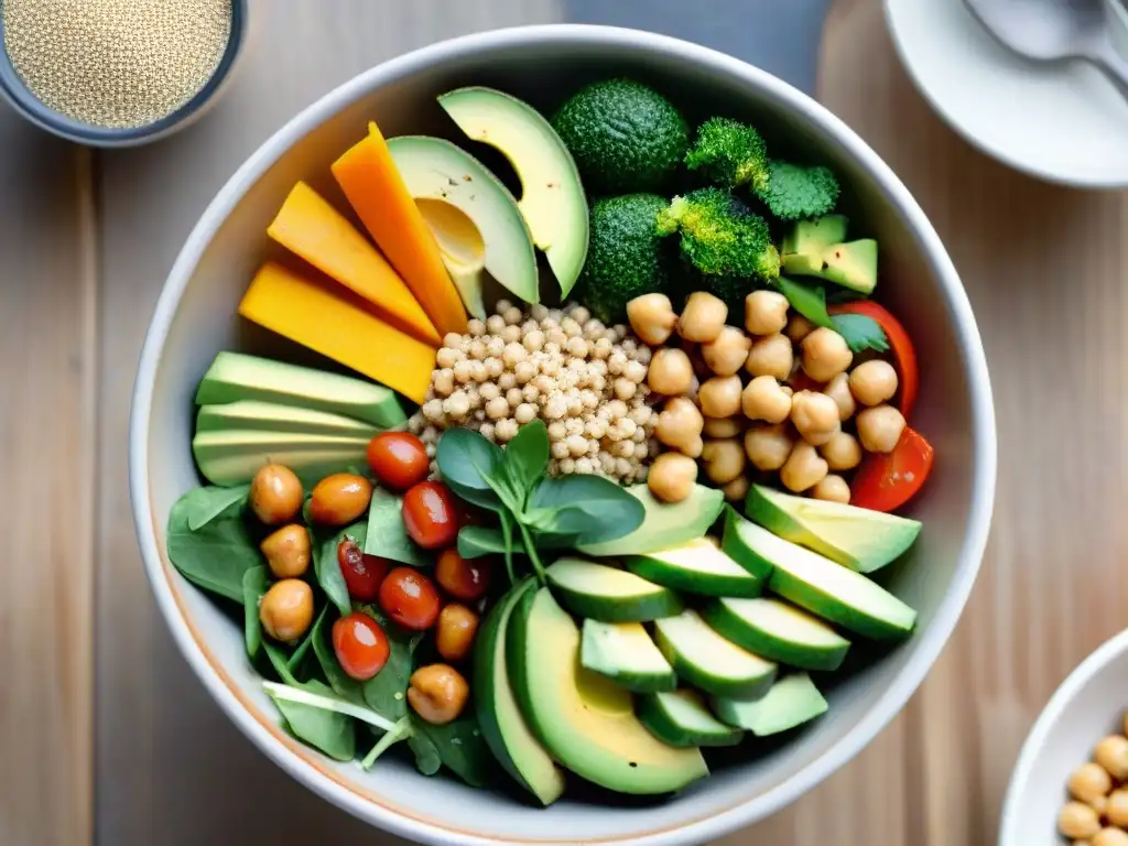 Un Buddha bowl vibrante y colorido con ingredientes sin gluten, ideal para recetas sin gluten ricas vitaminas