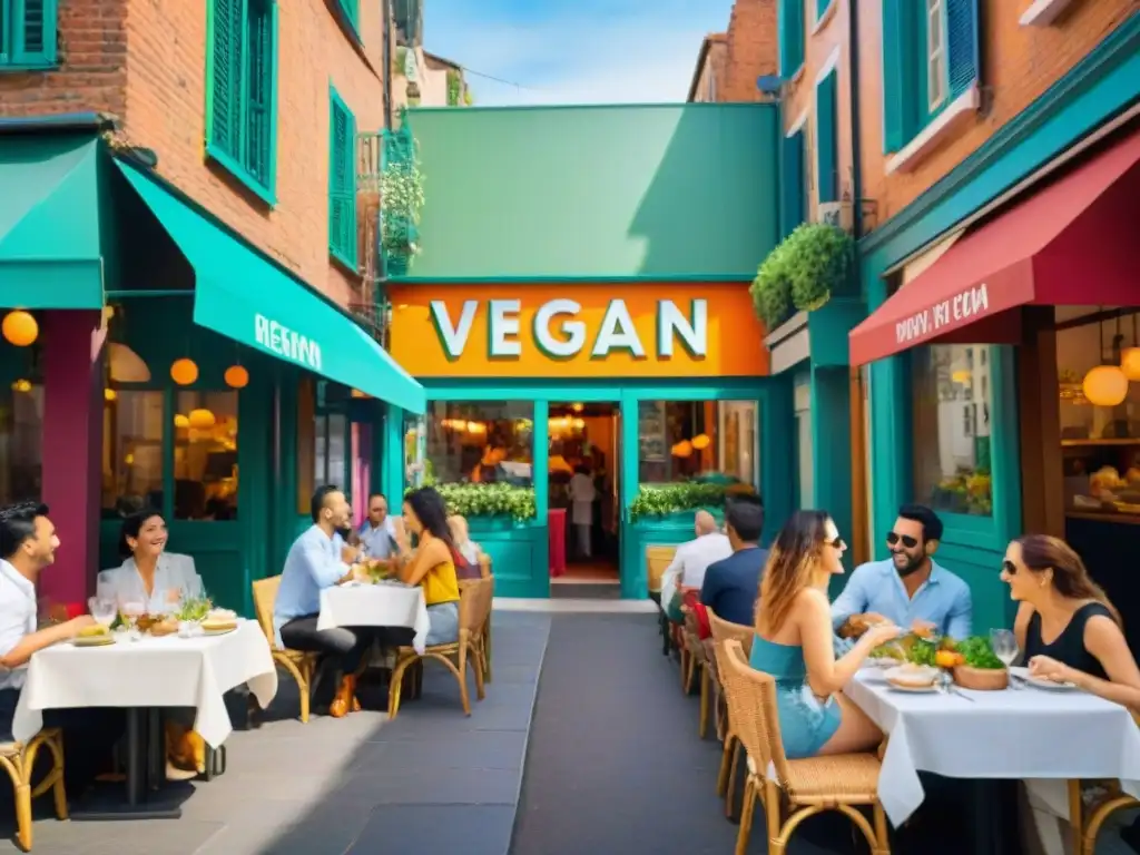 Un bullicioso y colorido paseo urbano con restaurantes veganos sin gluten recomendados