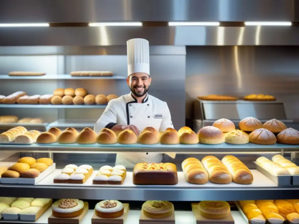 Un bullicioso negocio de panadería sin gluten innovadora y sabrosa, con clientes felices y variados productos horneados