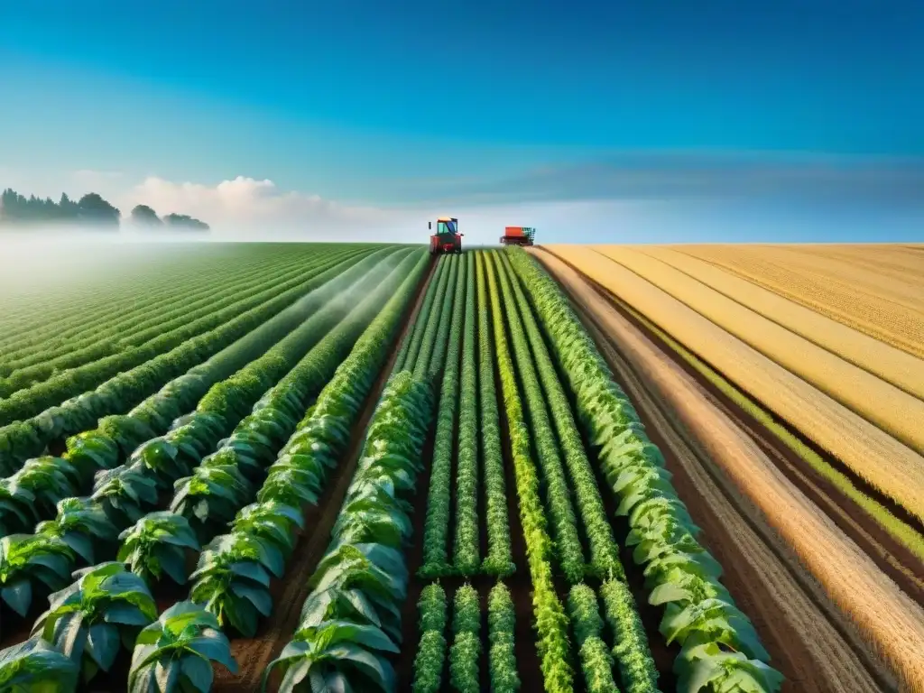 Campo agrícola innovador sin gluten con tecnología avanzada del siglo XXI