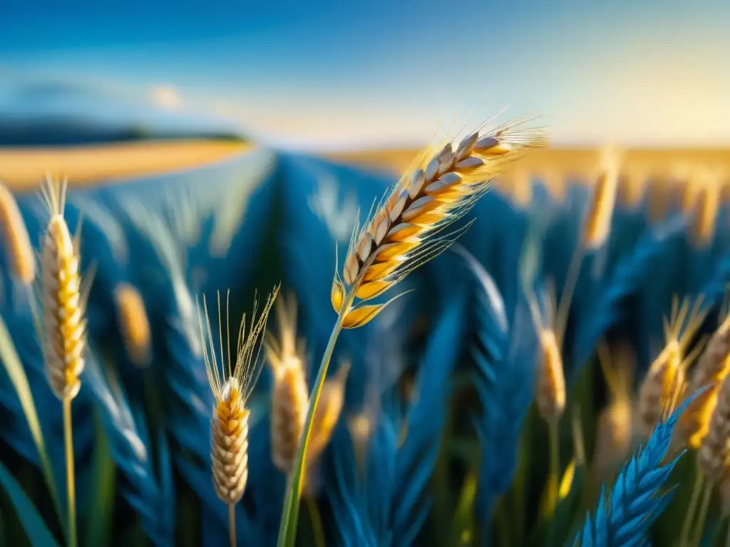 Un campo de trigo bañado por el sol, sereno y acogedor
