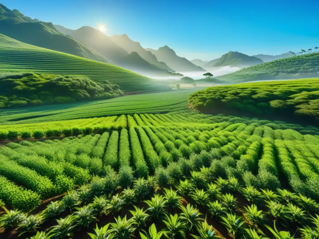 Un campo verde exuberante bajo un cielo azul, donde edulcorantes naturales sin gluten impacto crecen armoniosamente