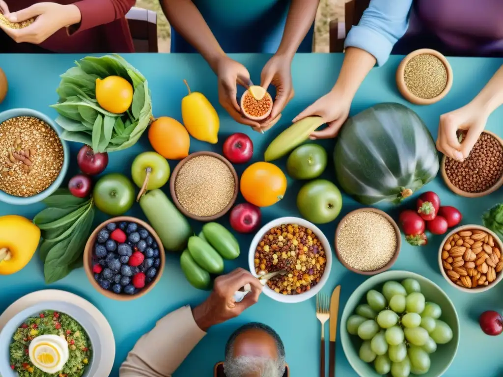 Celebración de la dieta sin gluten beneficios intestino: Comunidad diversa disfrutando de una comida colorida y saludable en armonía