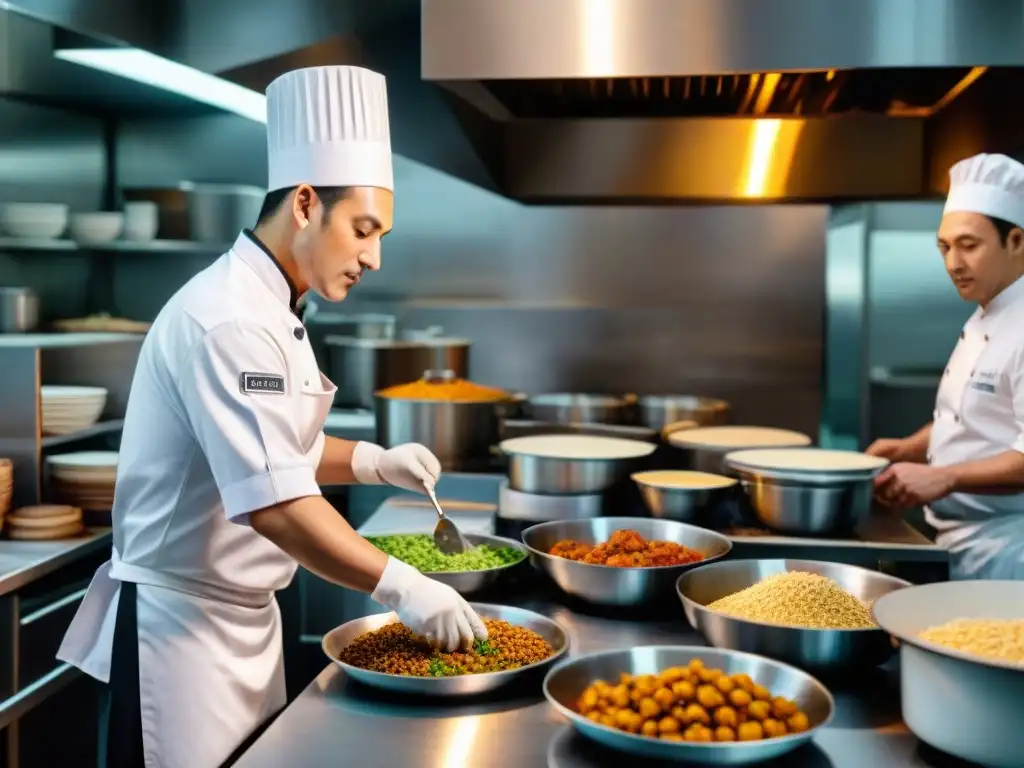 Un chef en la cocina de un restaurante, preparando platos y evitando la contaminación cruzada de alimentos sin gluten