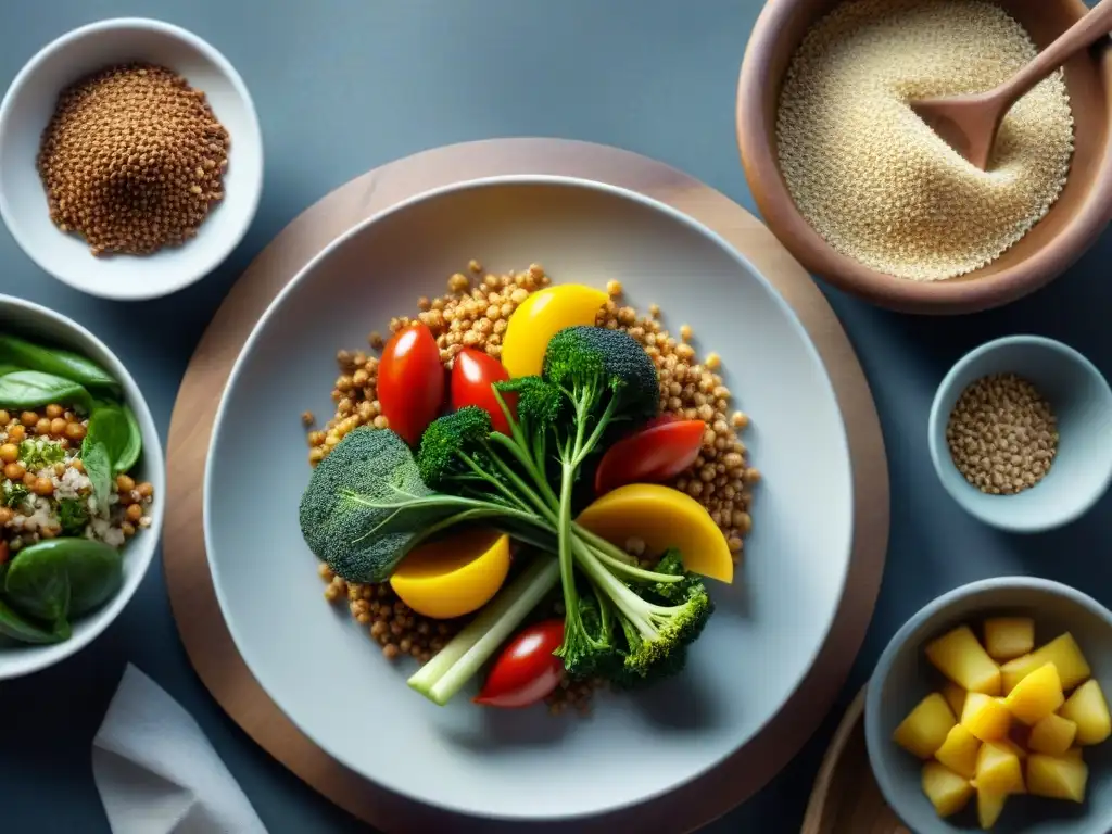 Chef creativo transformando ingredientes sin gluten en deliciosos platos, reduciendo desperdicio alimentos cocina sin gluten