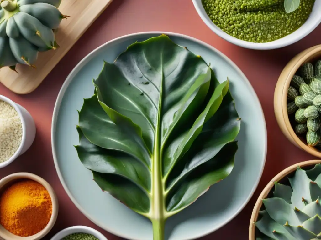 Chef preparando una deliciosa comida sin gluten con nopal en cocina moderna y colorida