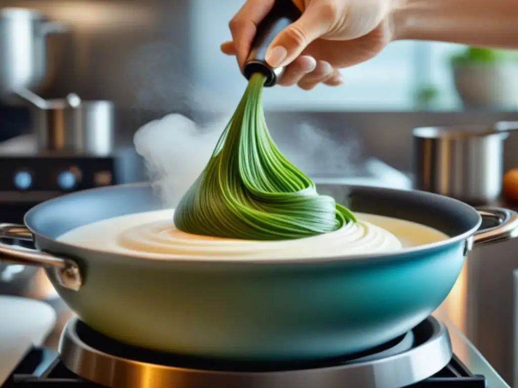 Chef mezclando emulsiones gourmet sin gluten con maestría en cocina moderna