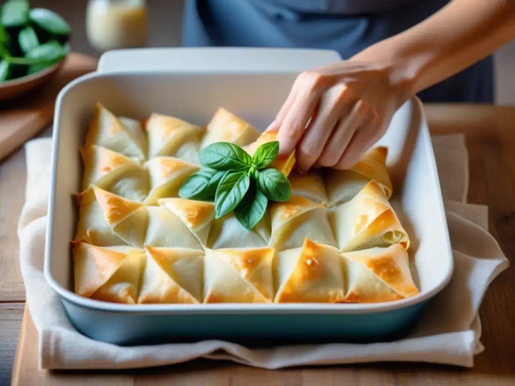 Un chef experto prepara Banitsa sin gluten con pasión en una cocina rústica búlgara