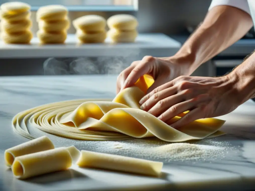 Un chef experto preparando pasta sin gluten en cocina italiana