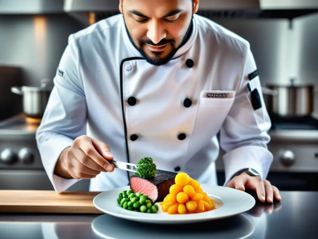 Un chef experto preparando un plato sous vide en una cocina moderna