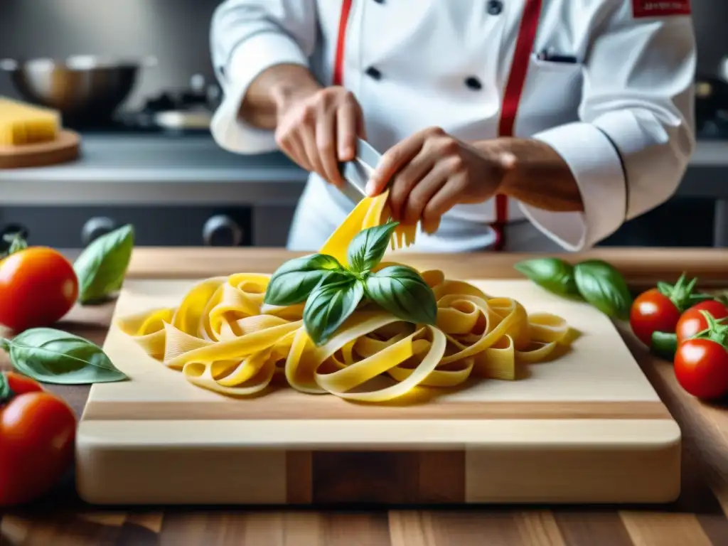 Un chef prepara pasta sin gluten en una cocina moderna