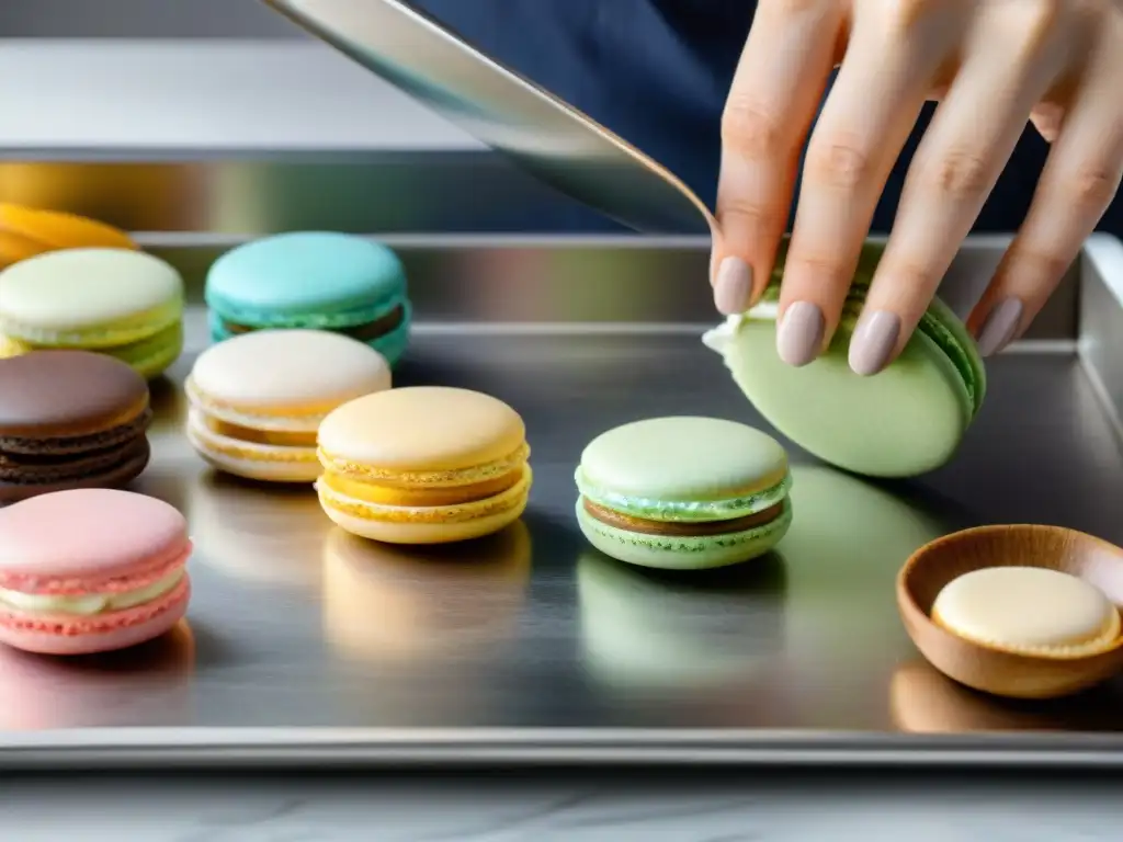 Un chef pastelero crea macarons sin gluten con destreza y arte