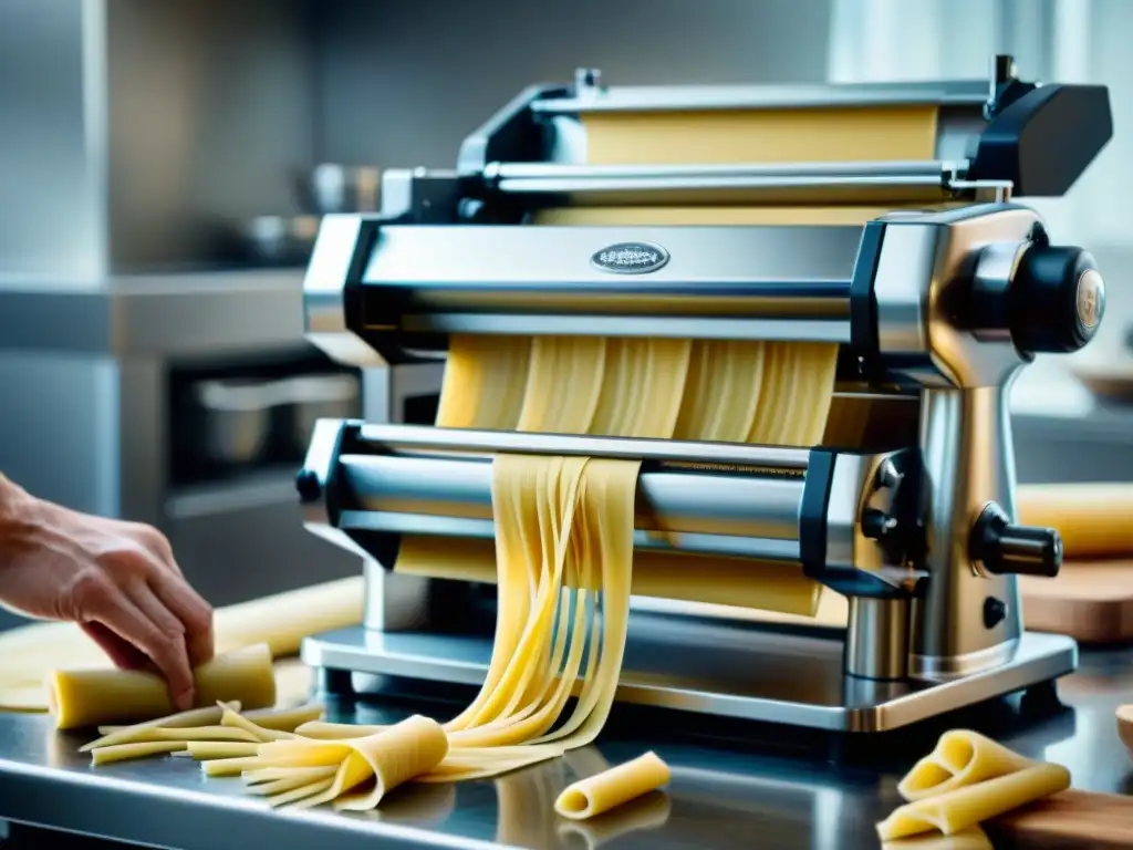 Un chef profesional utilizando técnicas de extrusión para elaborar pastas sin gluten