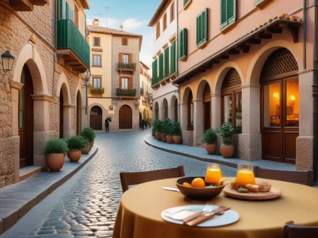 Disfruta de la cocina sin gluten en Teruel en un encantador café al aire libre en una calle empedrada