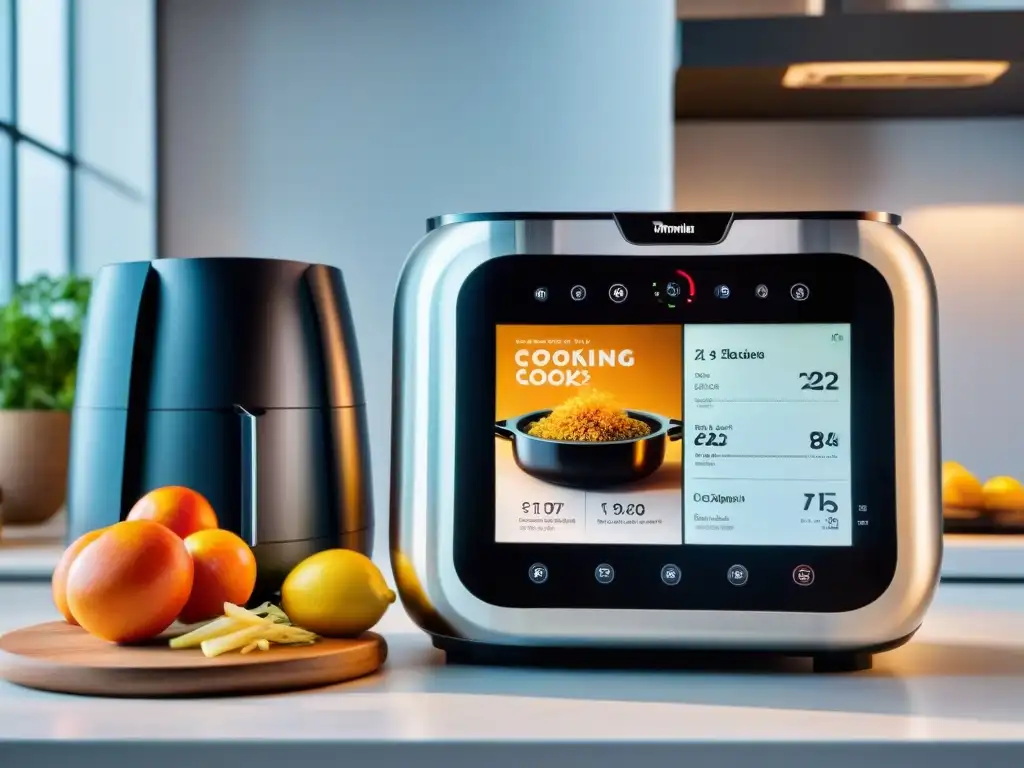 Cocina sin gluten: gadgets vanguardia en moderna encimera iluminada
