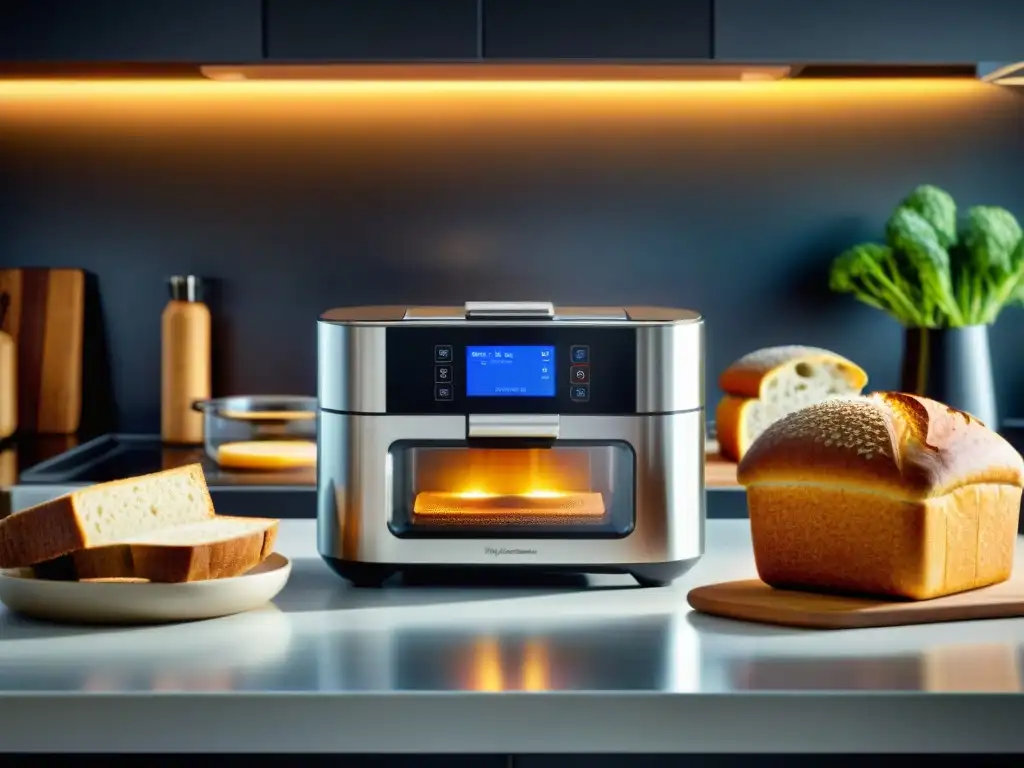 Cocina sin gluten con gadgets innovadores creando un ambiente de tecnología y cocina saludable