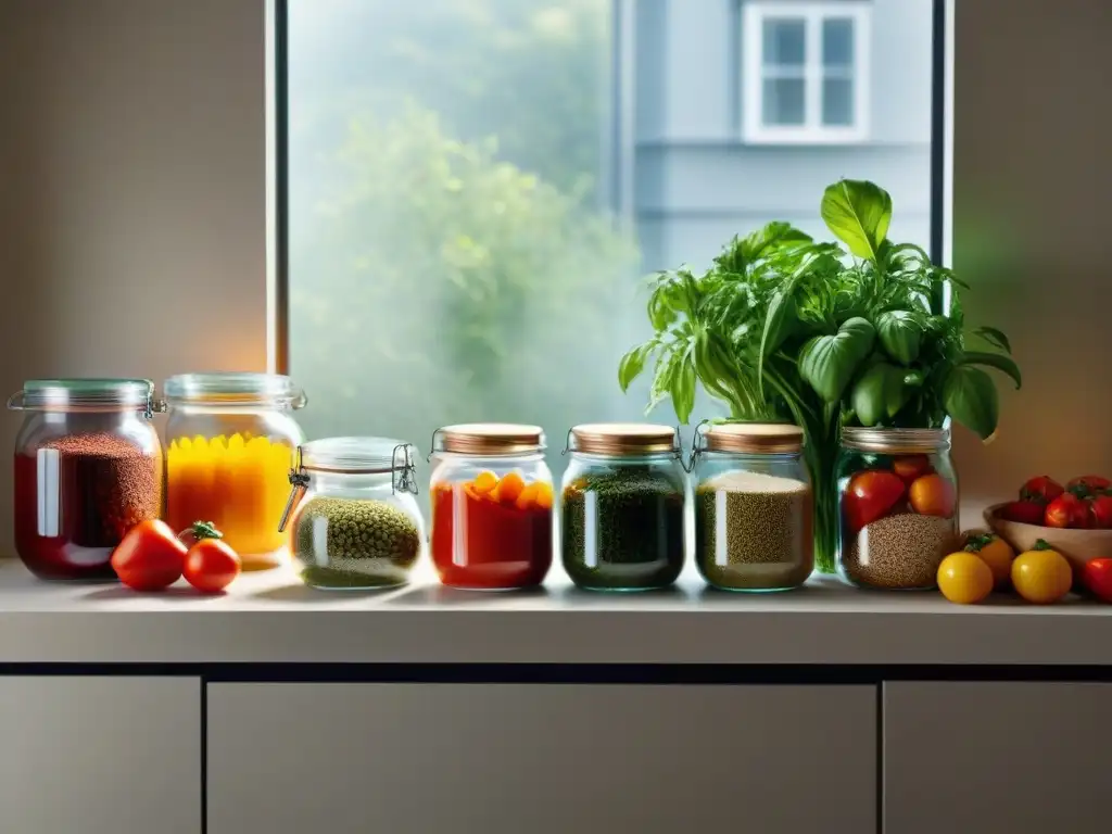 Encantadora cocina glutenfree: colores, aromas y creatividad Una cocina llena de ingredientes frescos y coloridos para cocinar sin gluten