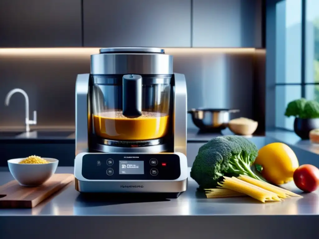 Una cocina moderna con gadgets innovadores para cocinar sin gluten con innovación