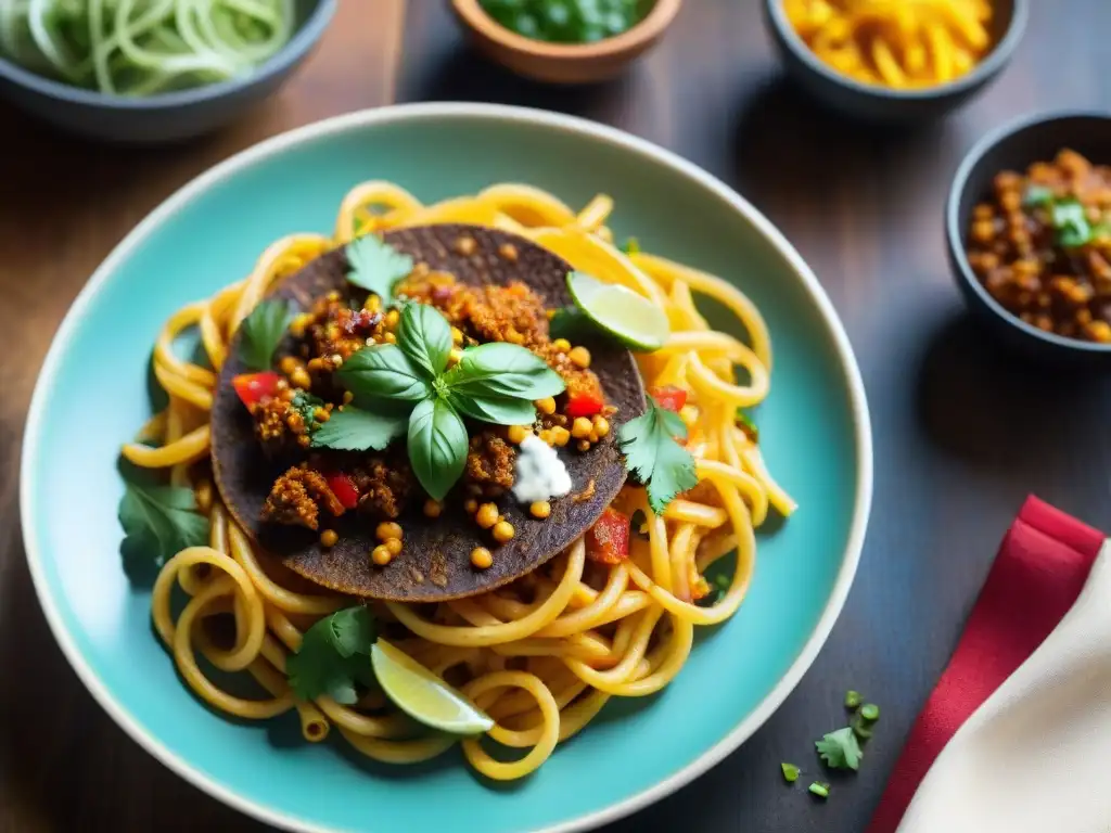 Una colorida y detallada variedad de platos internacionales sin gluten, capturando la diversidad culinaria en una sola imagen