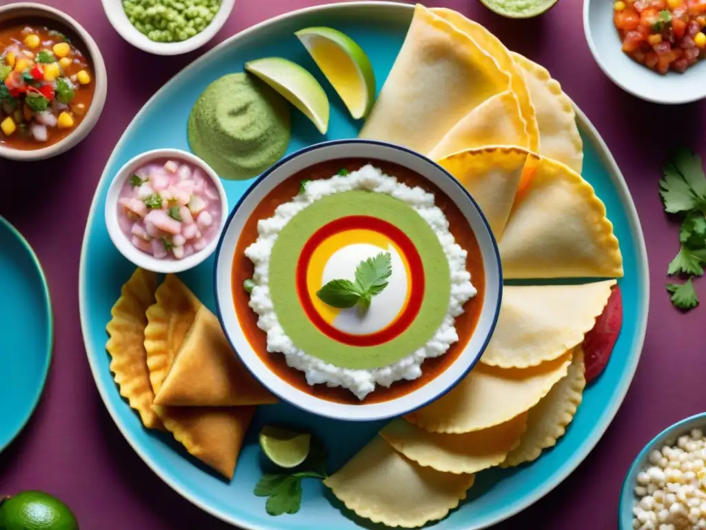 Una colorida y vibrante imagen detallada de un plato con recetas sin gluten de América Latina