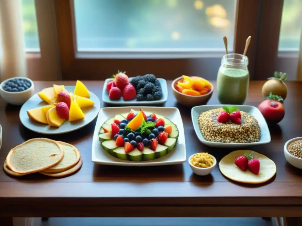 Una colorida y vibrante composición de recetas sin gluten para niños en una mesa de madera