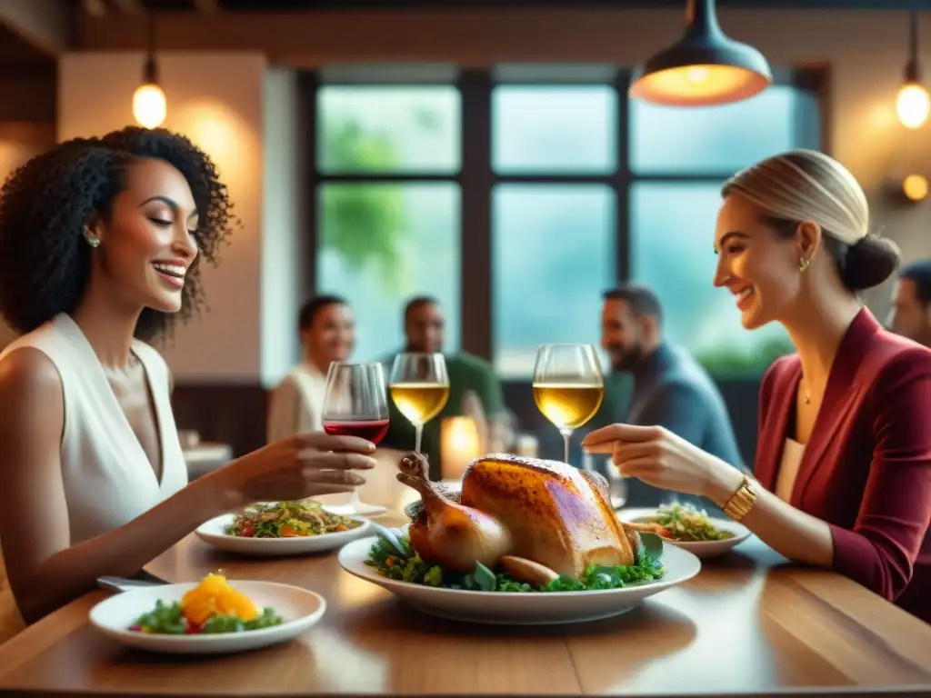 Una comida elegante y variada en un restaurante, destacando un exquisito plato sin gluten