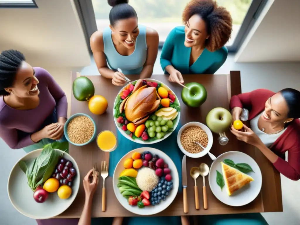 Una comida sin gluten beneficios digestivos: Diversidad y alegría en la mesa con frutas, verduras y granos coloridos