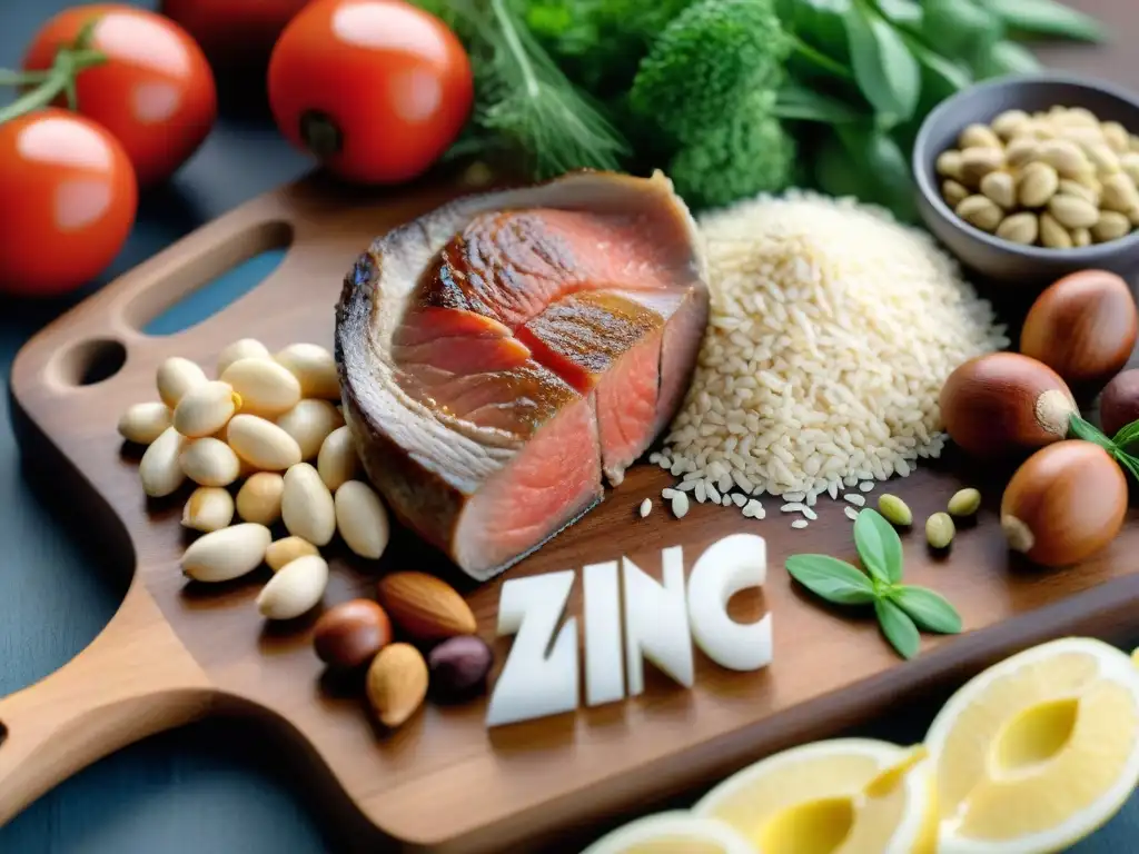 Una composición vibrante de alimentos ricos en zinc sin gluten resalta sus beneficios