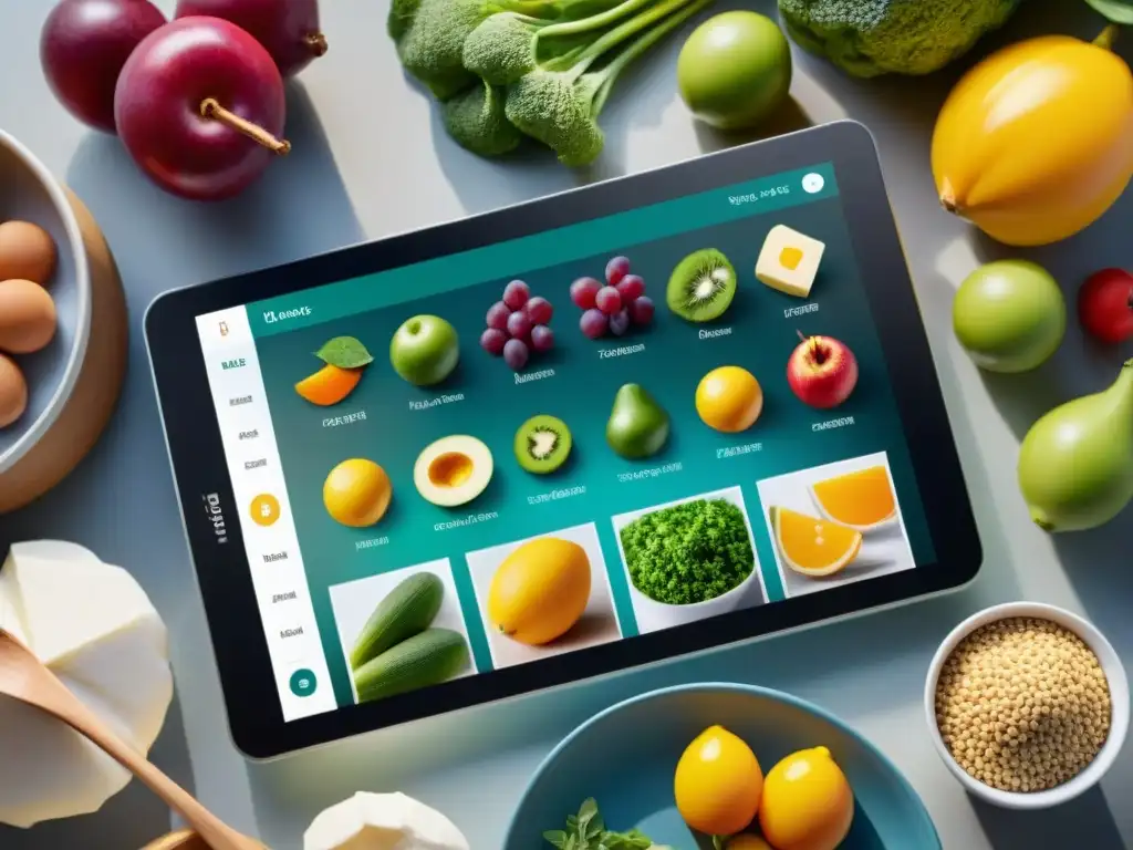 Una creativa planificación de comidas sin gluten en una tablet digital moderna