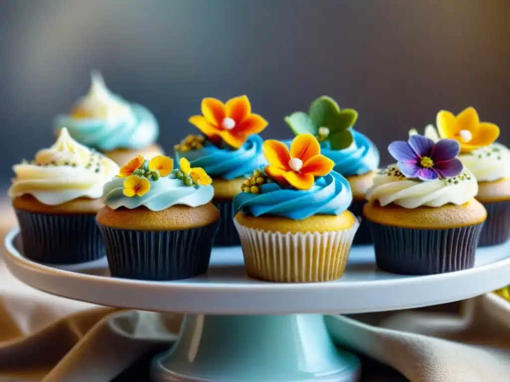 Delicadas y coloridas recetas cupcakes sin gluten creativas con detalles artísticos