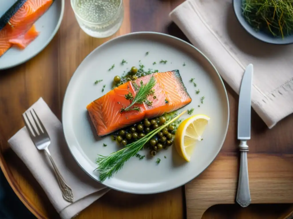 Delicado gravlax de salmón sin gluten con toque gourmet y elegancia escandinava