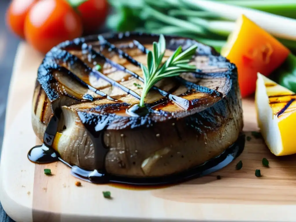 Deliciosa alternativa saludable de carnes sin gluten: Portobello a la parrilla con reducción balsámica y hierbas frescas