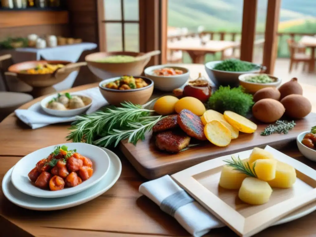 Deliciosa comida sin gluten de León Norte en mesa rústica española