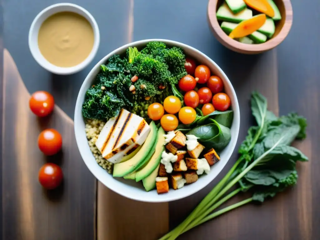 Deliciosa ensalada Buddha bowl con vegetales frescos y quinoa, ideal para perder peso con dieta sin gluten