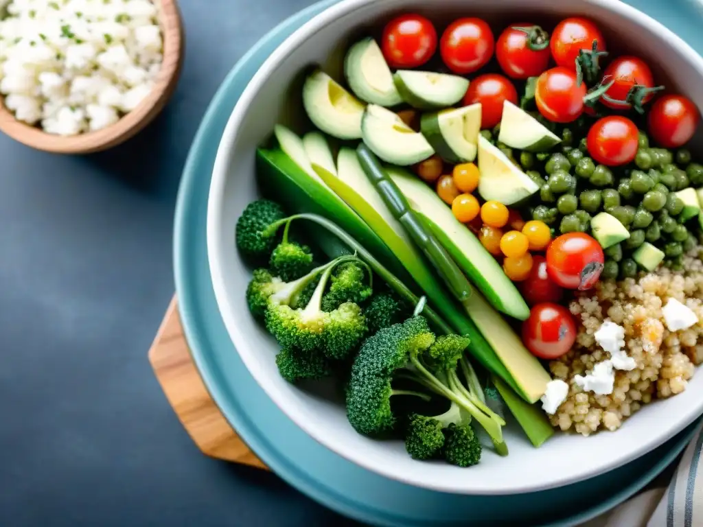 Deliciosa ensalada de quinoa con ingredientes frescos y vibrantes