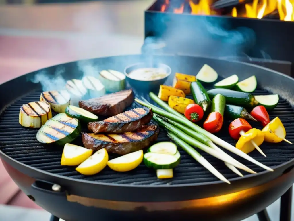 Una deliciosa barbacoa sin gluten con amigos y familia disfrutando de una variedad de vegetales y carnes a la parrilla