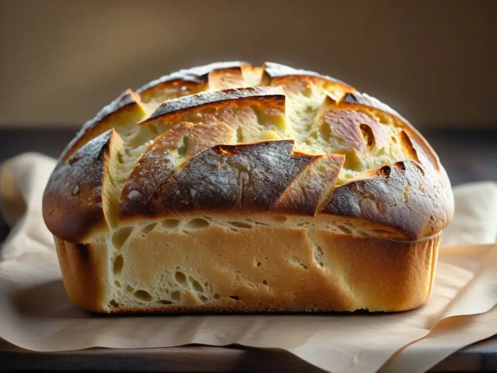 Deliciosa hogaza sin gluten recién horneada, dorada y crujiente