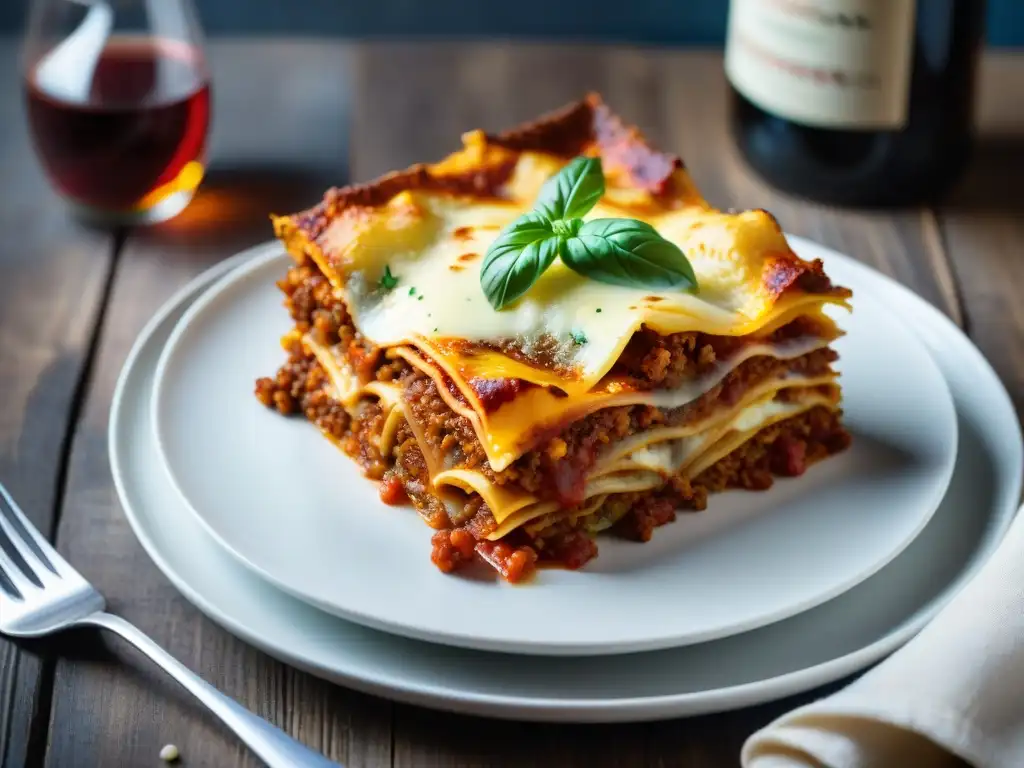 Deliciosa lasaña sin gluten en elegante presentación