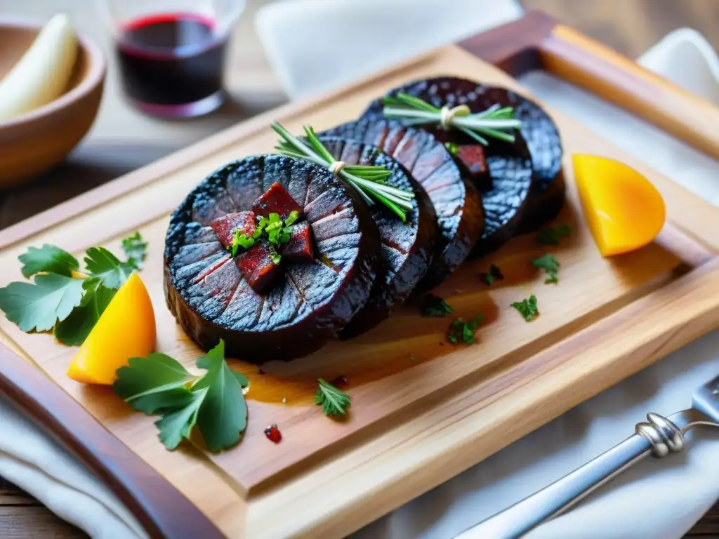 Deliciosa gastronomía de Burgos sin gluten: lechazo asado y morcilla en plato rústico