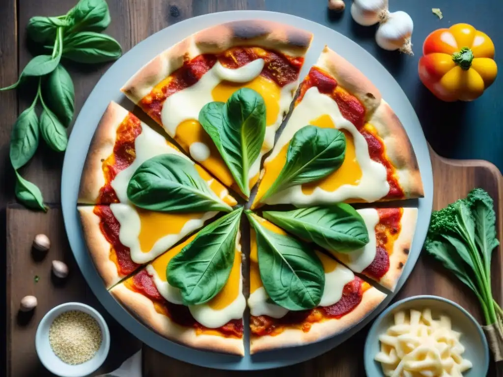 Una deliciosa pizza sin gluten con vegetales y queso derretido, perfecta para recetas de pizza sin gluten para niños