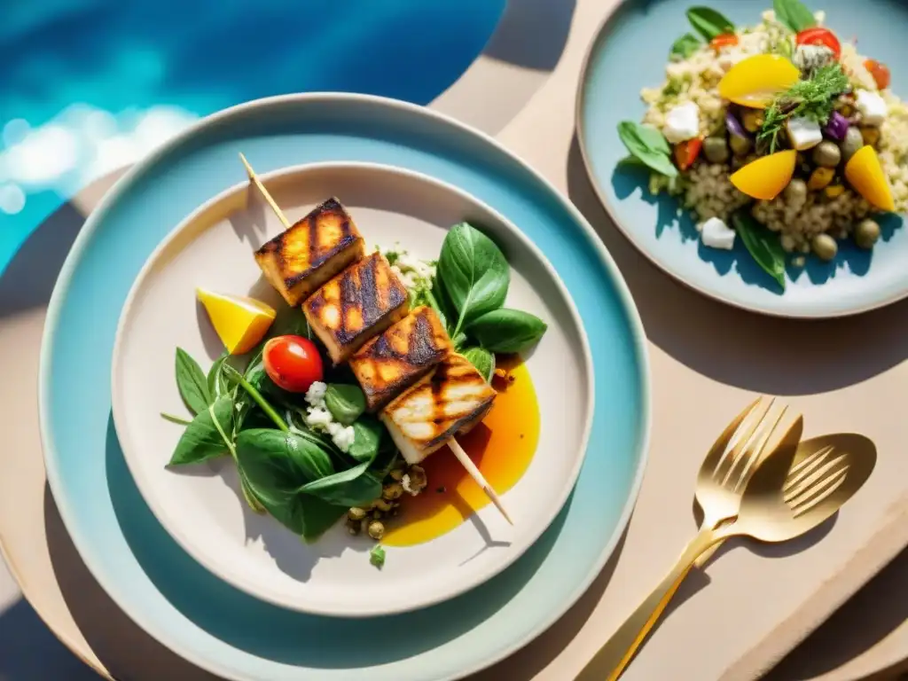 Deliciosa receta sin gluten mediterránea para celiacos en terraza con vistas al mar