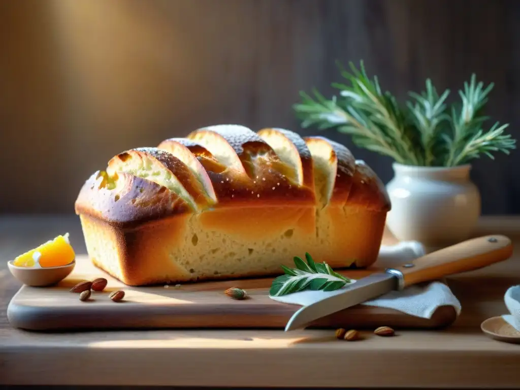 Deliciosa receta de pan dulce sin gluten con frutas secas y nueces, listo para saborear en una cocina acogedora