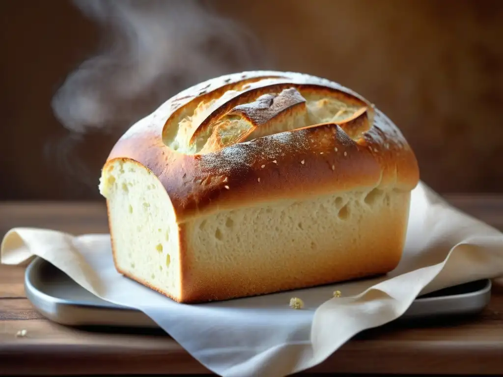 Deliciosa receta de pan sin gluten para niños: un pan recién horneado con corteza crujiente y aroma irresistible